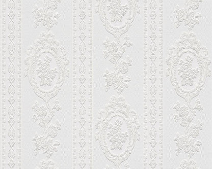 A.S. Creation Tapete Vinyl Barock Gestreift Weiß Glitzer AS 1861-40