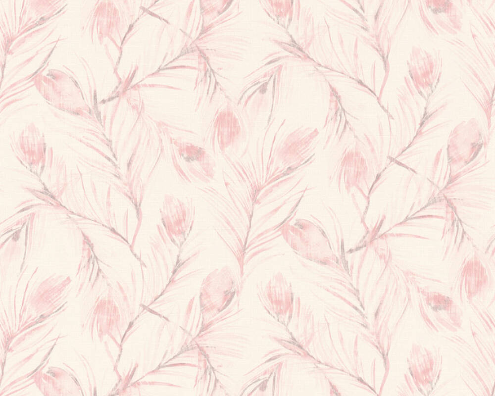 A.S. Creation Tapete Vlies 37367-2 Federn Weiß Rosa Grau Glitzer