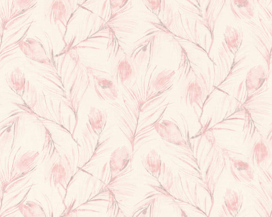 A.S. Creation Tapete Vlies 37367-2 Federn Weiß Rosa Grau Glitzer