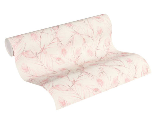 A.S. Creation Tapete Vlies 37367-2 Federn Weiß Rosa Grau Glitzer