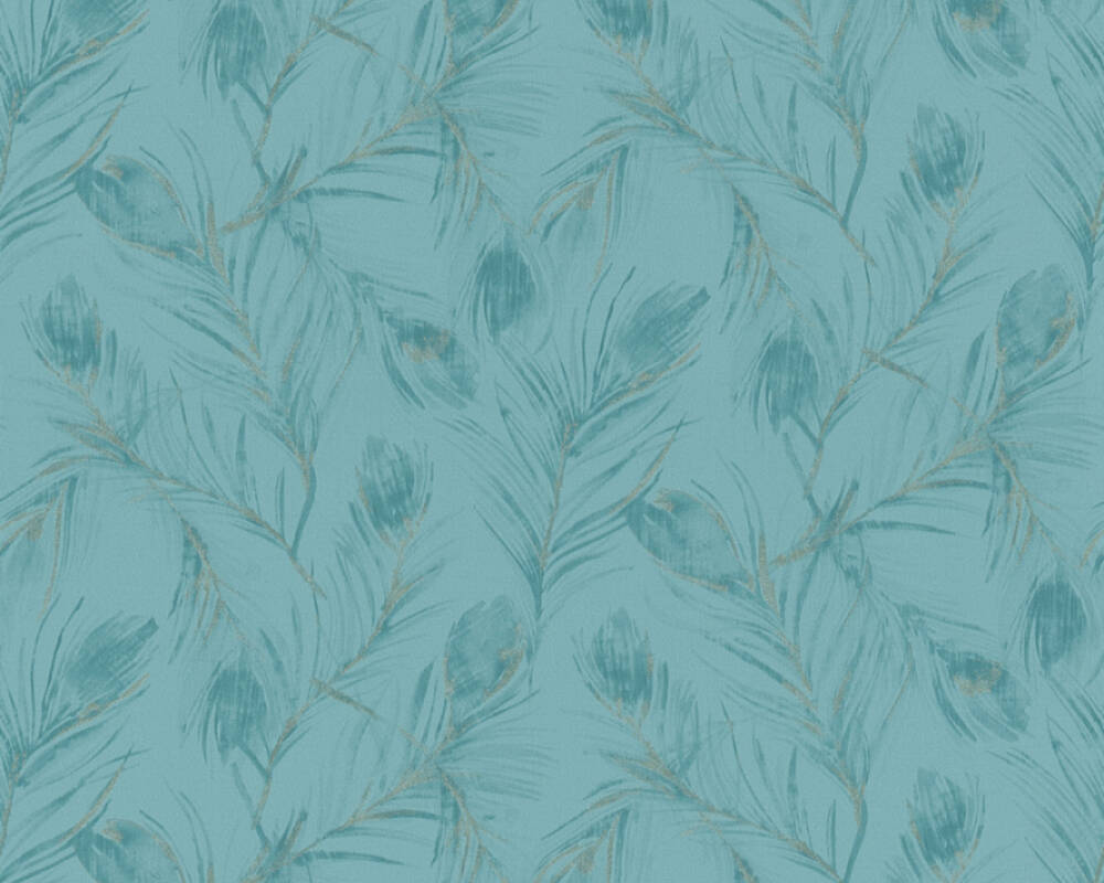A.S. Creation Tapete Vlies 37367-3 Federn Blau Metallic Glitzer