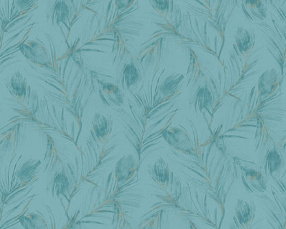 A.S. Creation Tapete Vlies 37367-3 Federn Blau Metallic Glitzer