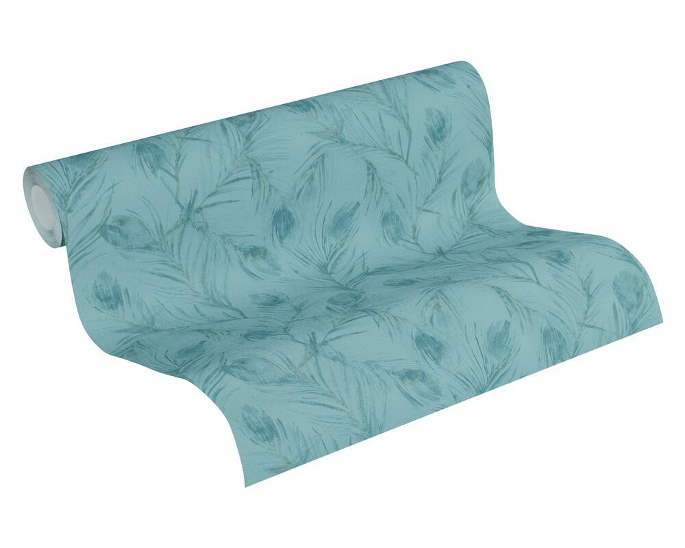 A.S. Creation Tapete Vlies 37367-3 Federn Blau Metallic Glitzer
