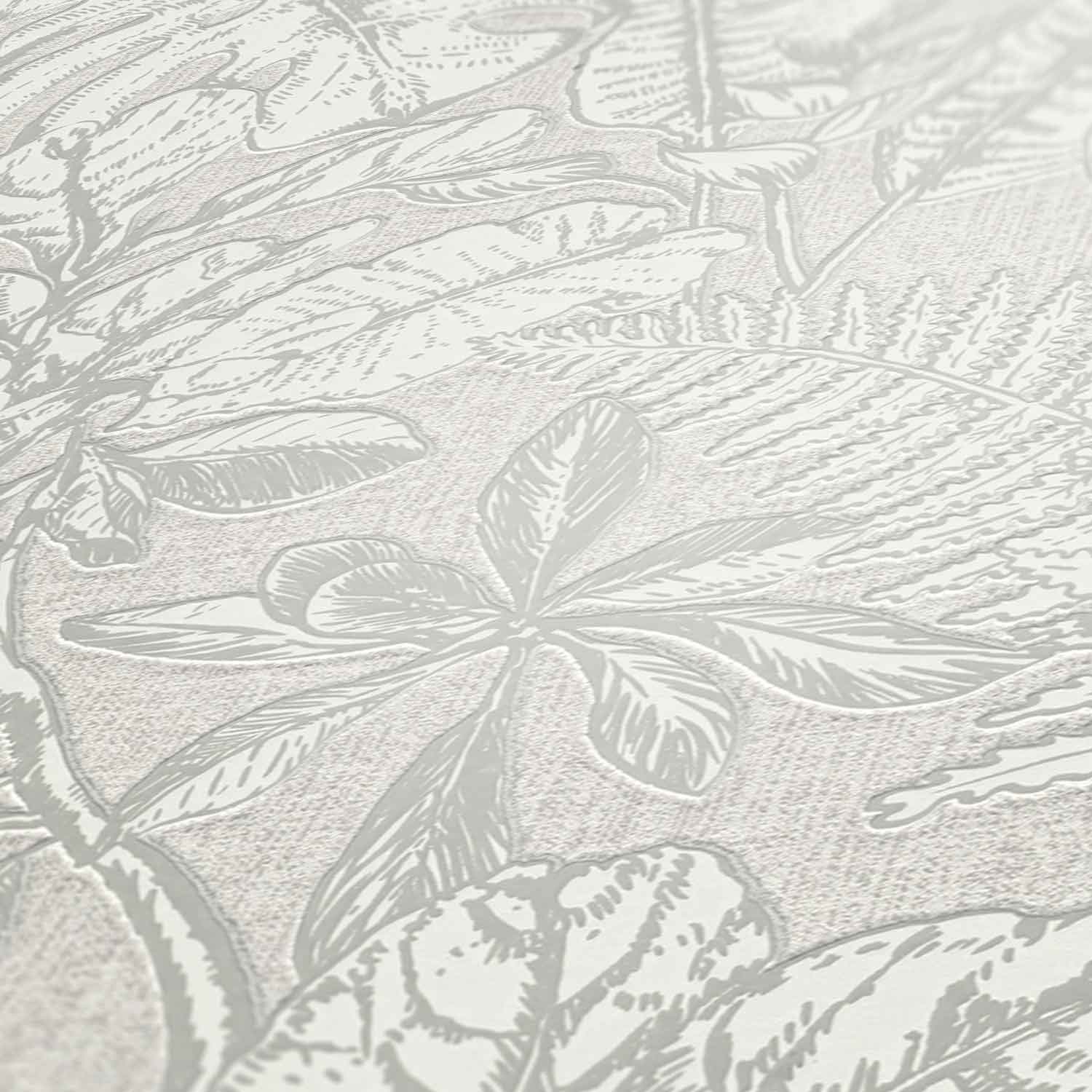 A.S. Creation Tapete Vlies 37520-1 Dschungel Grau Weiß