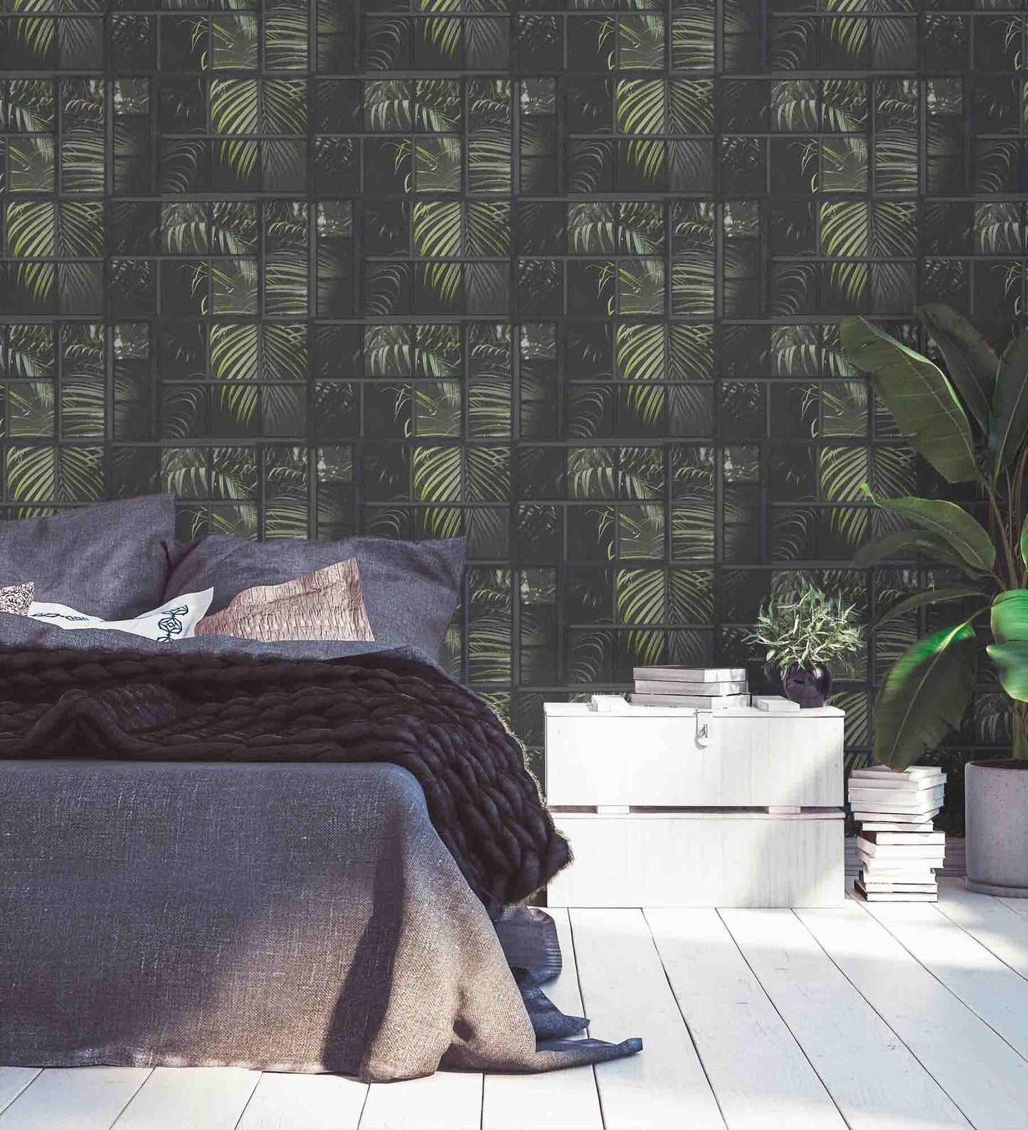 A.S. Creation Tapete Vlies 37740-3 Gitter Floral Schwarz Grün