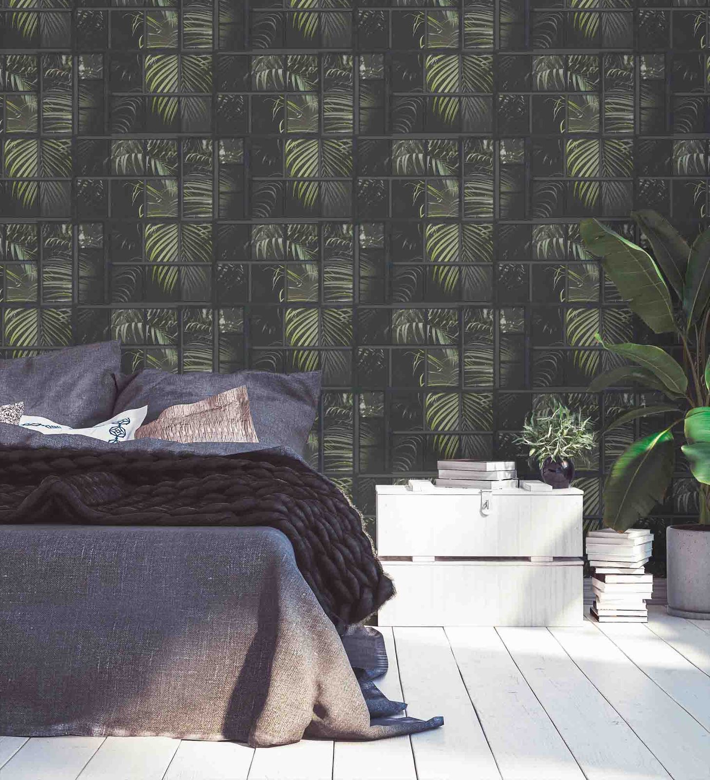 A.S. Creation Tapete Vlies 37740-3 Gitter Floral Schwarz Grün