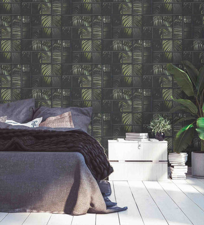 A.S. Creation Tapete Vlies 37740-3 Gitter Floral Schwarz Grün