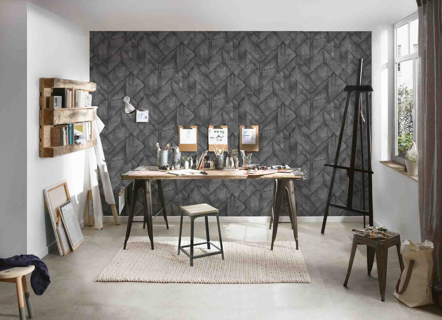A.S. Creation Tapete Vlies 37741-2 Beton Grafisch Anthrazit