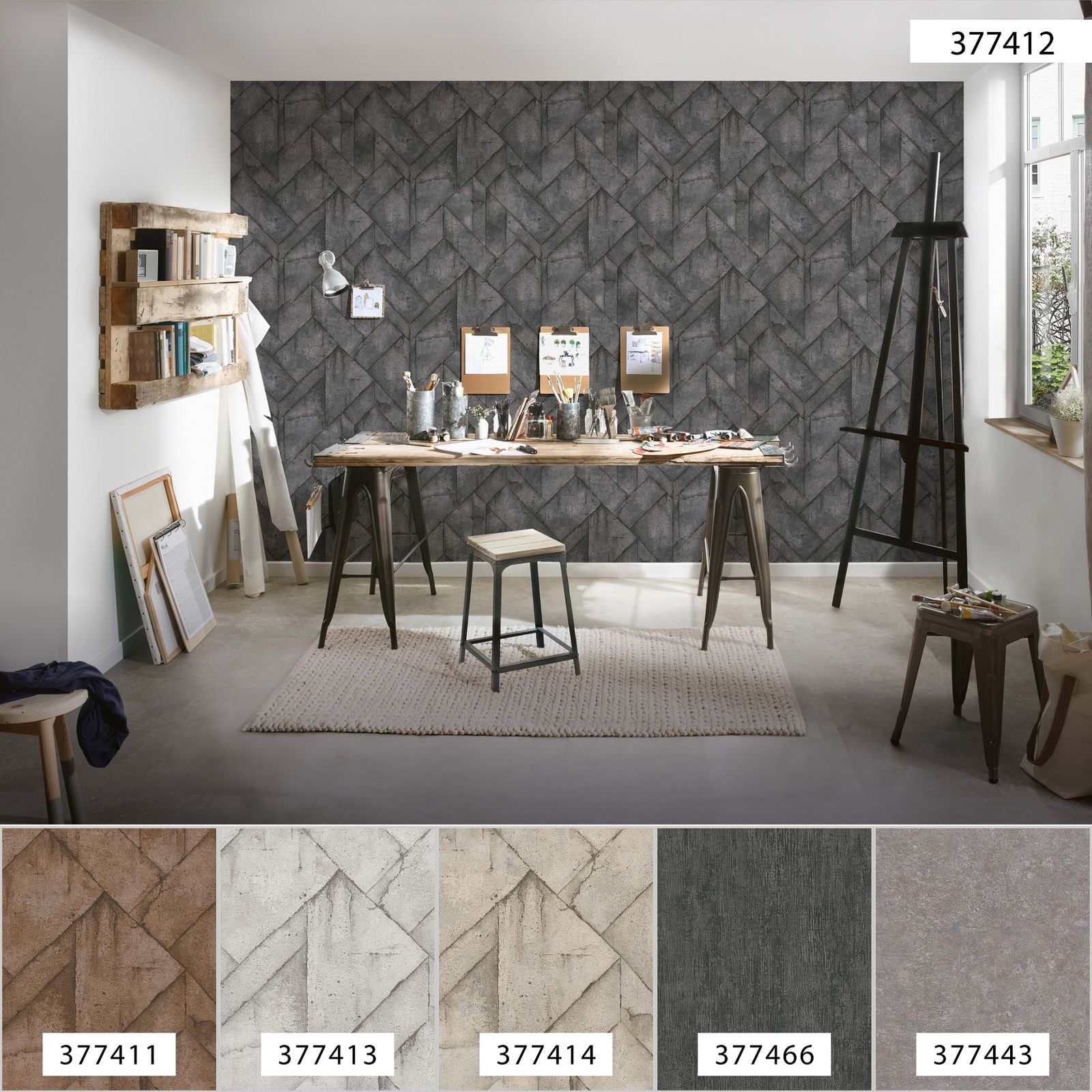 A.S. Creation Tapete Vlies 37741-2 Beton Grafisch Anthrazit