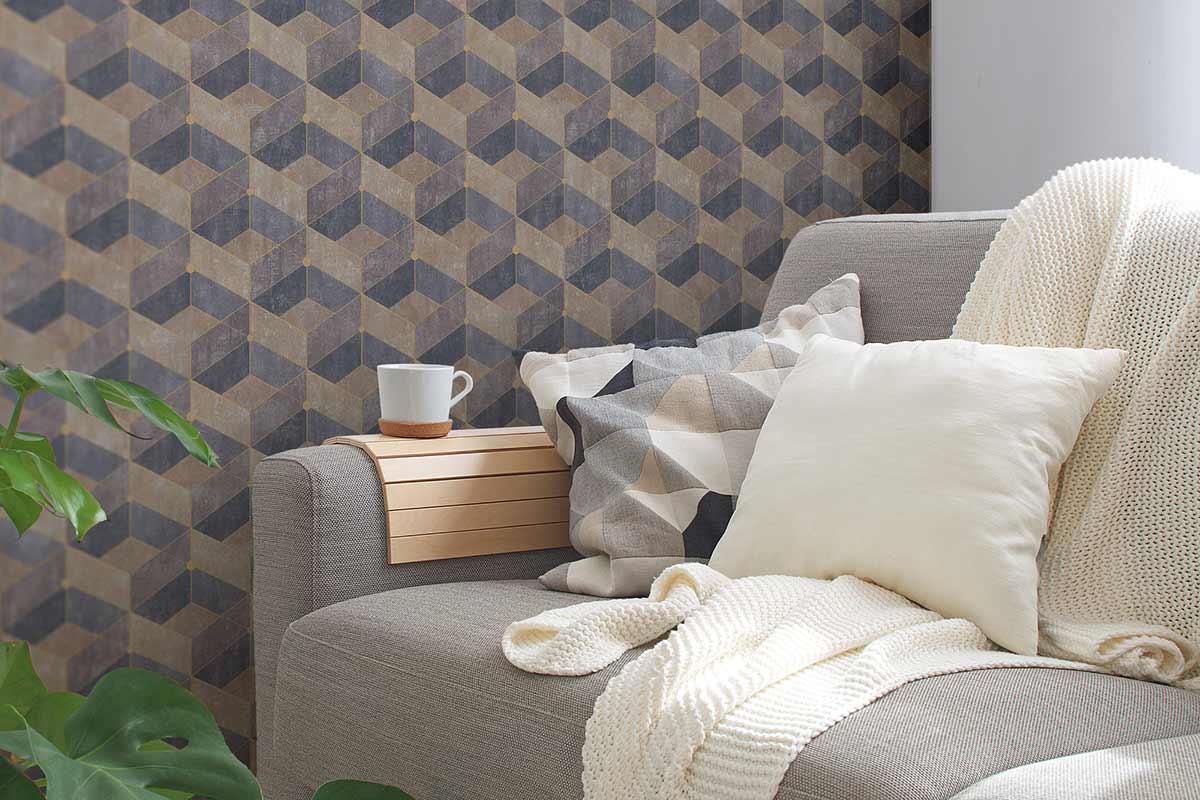  Tapete Vlies 3D-Effekt Grafisch Beige Gold 38202-2