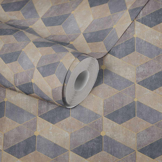  Tapete Vlies 3D-Effekt Grafisch Beige Gold 38202-2