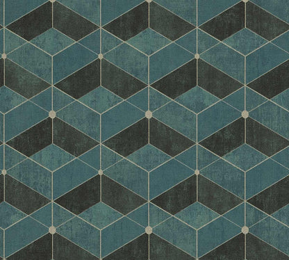  Tapete Vlies 3D-Effekt Grafisch Grün Schwarz Gold 38202-3