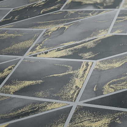 Tapete Vlies 3D Quadrate Grau Gold Metallic 37863-4