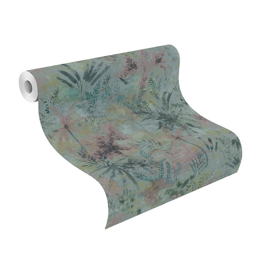  Tapete Vlies 543056 Floral Blau Rosa Grün