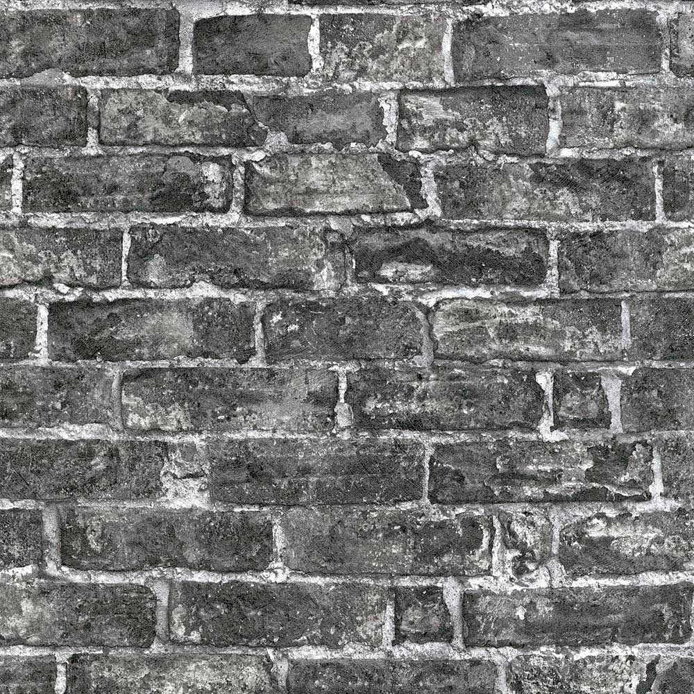  Tapete Vlies Backstein Wand Schwarz Grau 6318-15