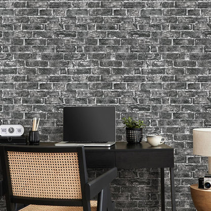  Tapete Vlies Backstein Wand Schwarz Grau 6318-15