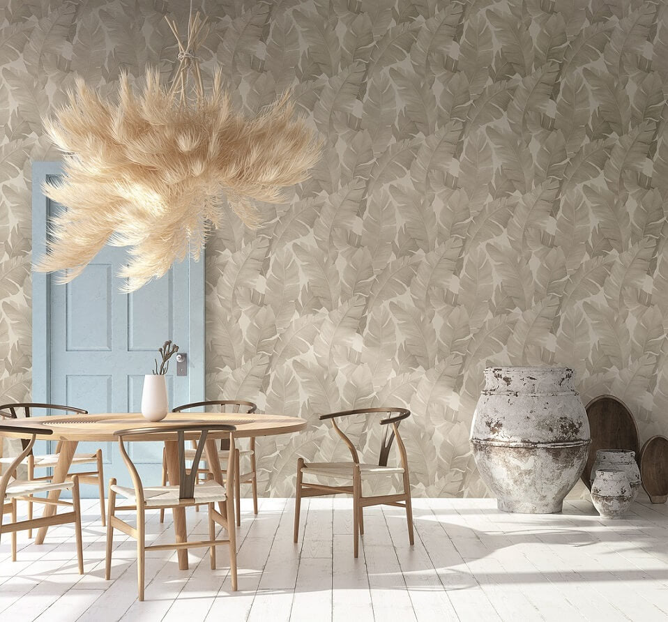  Tapete Vlies Bananenblätter Beige Creme Metallic 31625
