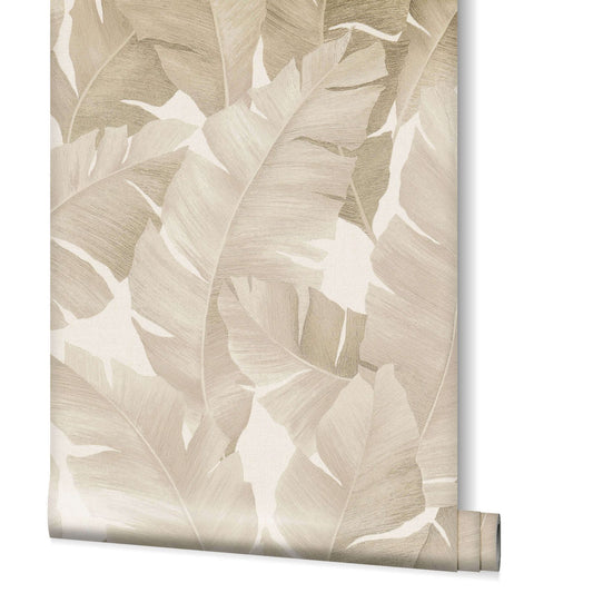  Tapete Vlies Bananenblätter Beige Creme Metallic 31625