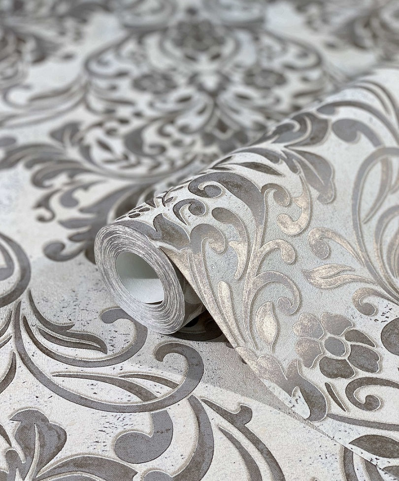  Tapete Vlies Barock Metallic Grau Kupfer 32603