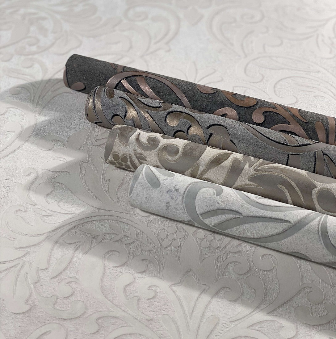  Tapete Vlies Barock Metallic Grau Kupfer 32603