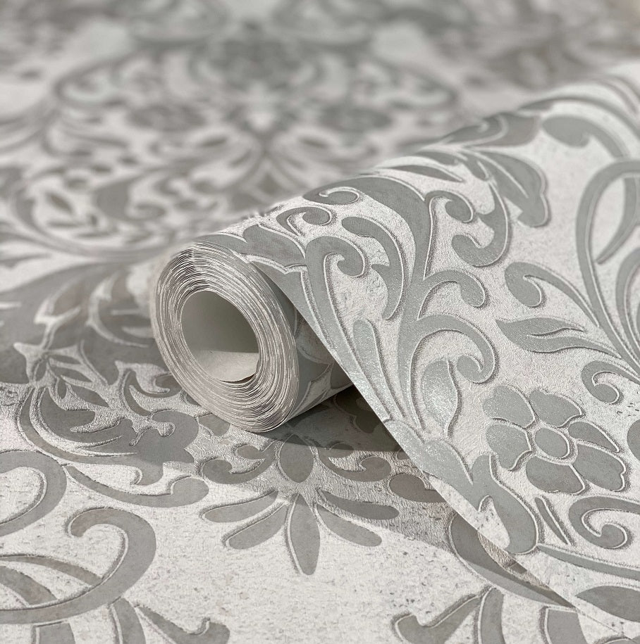  Tapete Vlies Barock Metallic Grau Silber 32602