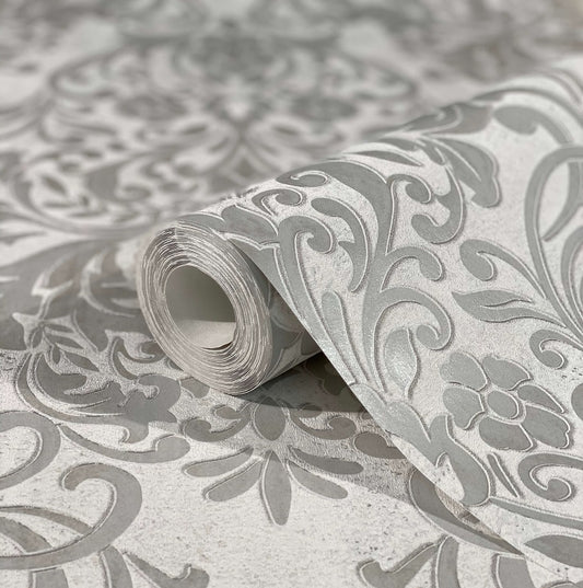  Tapete Vlies Barock Metallic Grau Silber 32602