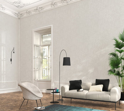  Tapete Vlies Beton-Optik Struktur Metallic Weiß 32813