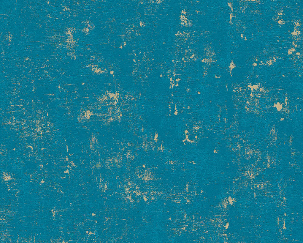 A.S. Creation Tapete Vlies Beton-Optik Used Blau Gold Glanz 2307-68