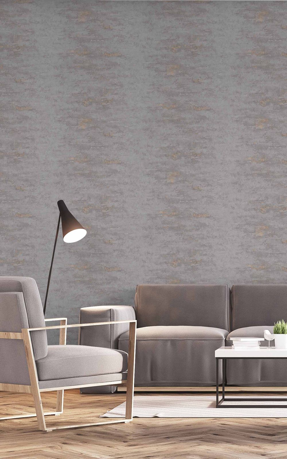  Tapete Vlies Beton Used Dunkelgrau Kupfer Metallic ON4201