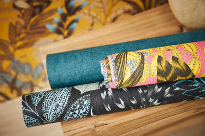  Tapete Vlies Blätter Floral Schwarz Grau Blau 37860-3