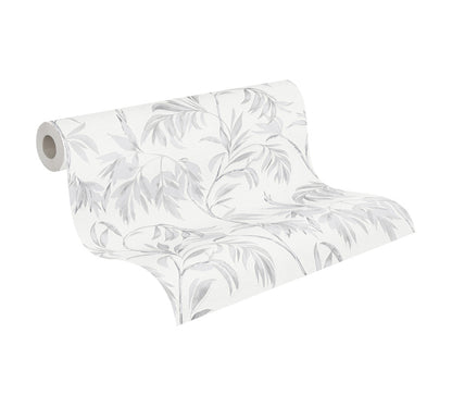 A.S. Creation Tapete Vlies Blätter Floral Weiß Grau Attractive 37830-2