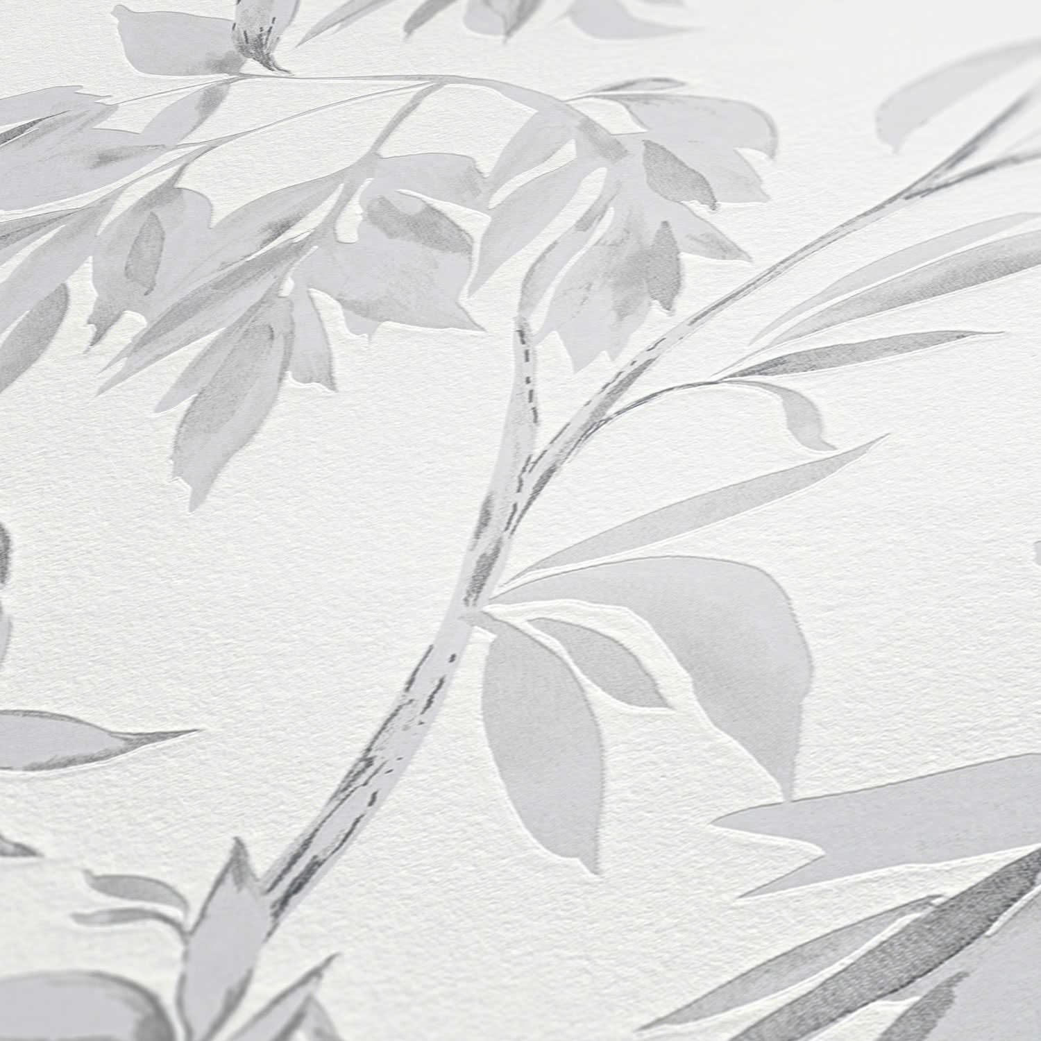 A.S. Creation Tapete Vlies Blätter Floral Weiß Grau Attractive 37830-2