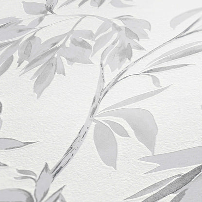 A.S. Creation Tapete Vlies Blätter Floral Weiß Grau Attractive 37830-2