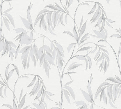 A.S. Creation Tapete Vlies Blätter Floral Weiß Grau Attractive 37830-2