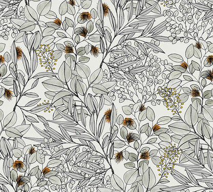 A.S. Creation Tapete Vlies Blätter-Muster Weiß Grau Orange 37534-3