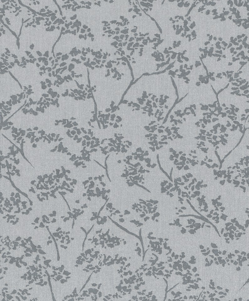  Tapete Vlies Blätter Vintage Silber Grau Glanz 32705