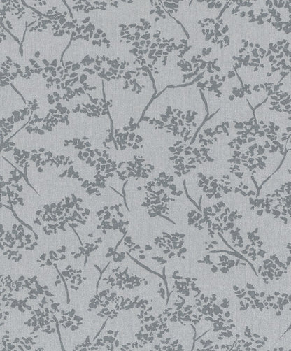  Tapete Vlies Blätter Vintage Silber Grau Glanz 32705