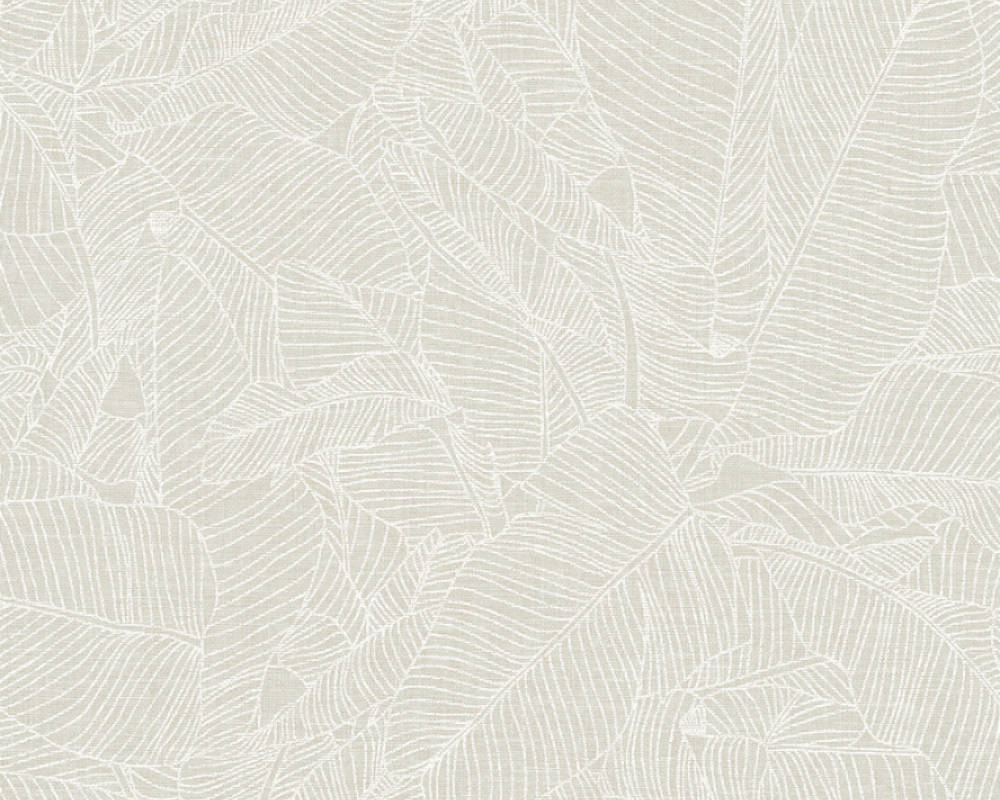 A.S. Creation Tapete Vlies Blätter Grau Weiß Linen Style 36633-1