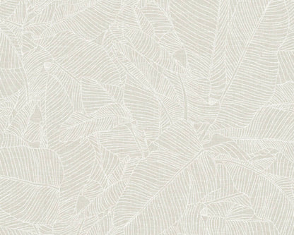 A.S. Creation Tapete Vlies Blätter Grau Weiß Linen Style 36633-1