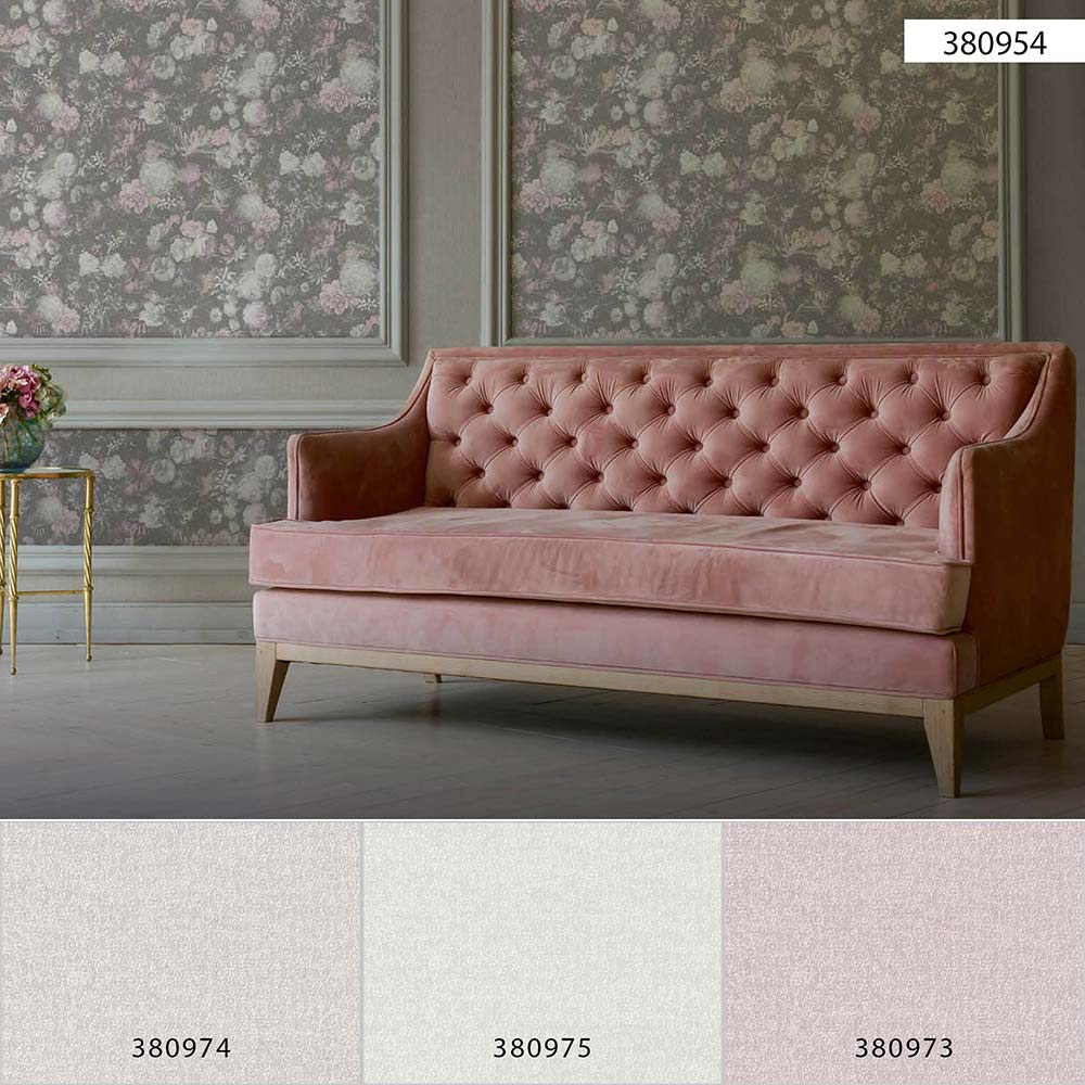  Tapete Vlies Blüten Blumen Floral Grau Rosa 38095-4