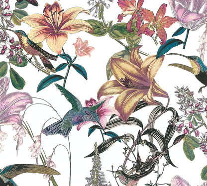  Tapete Vlies Blumen Vögel Weiß Bunt Jungle Chic 37701-1