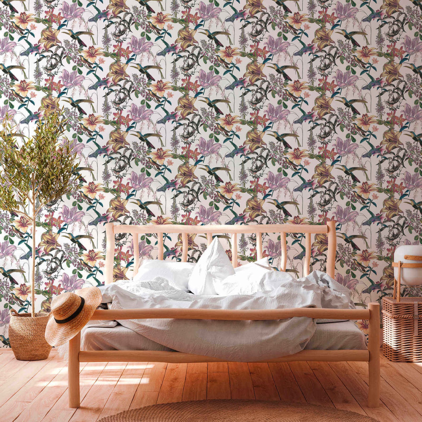  Tapete Vlies Blumen Vögel Weiß Bunt Jungle Chic 37701-1