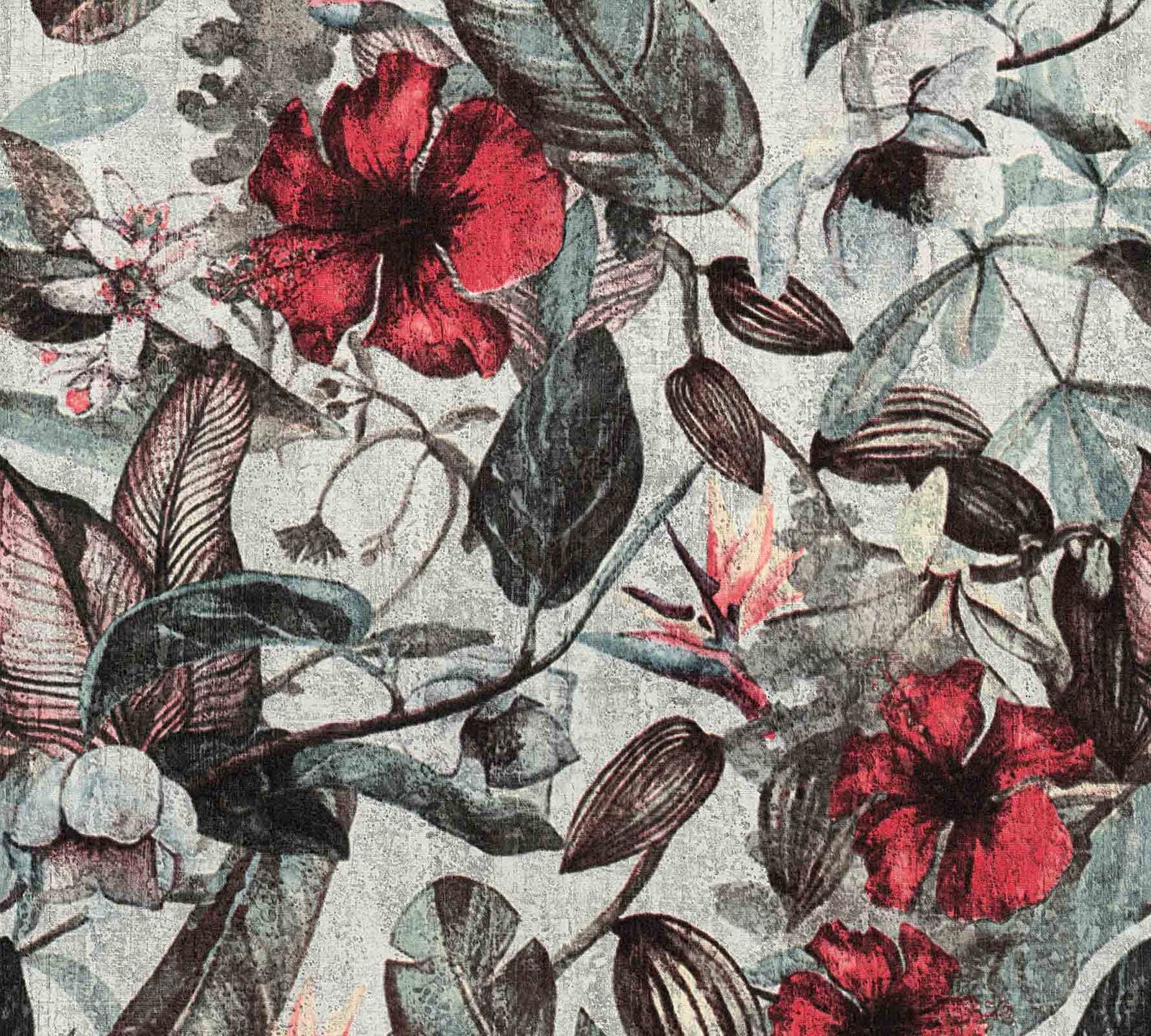 A.S. Creation Tapete Vlies Dschungel Blumen Grau Grün 37216-1