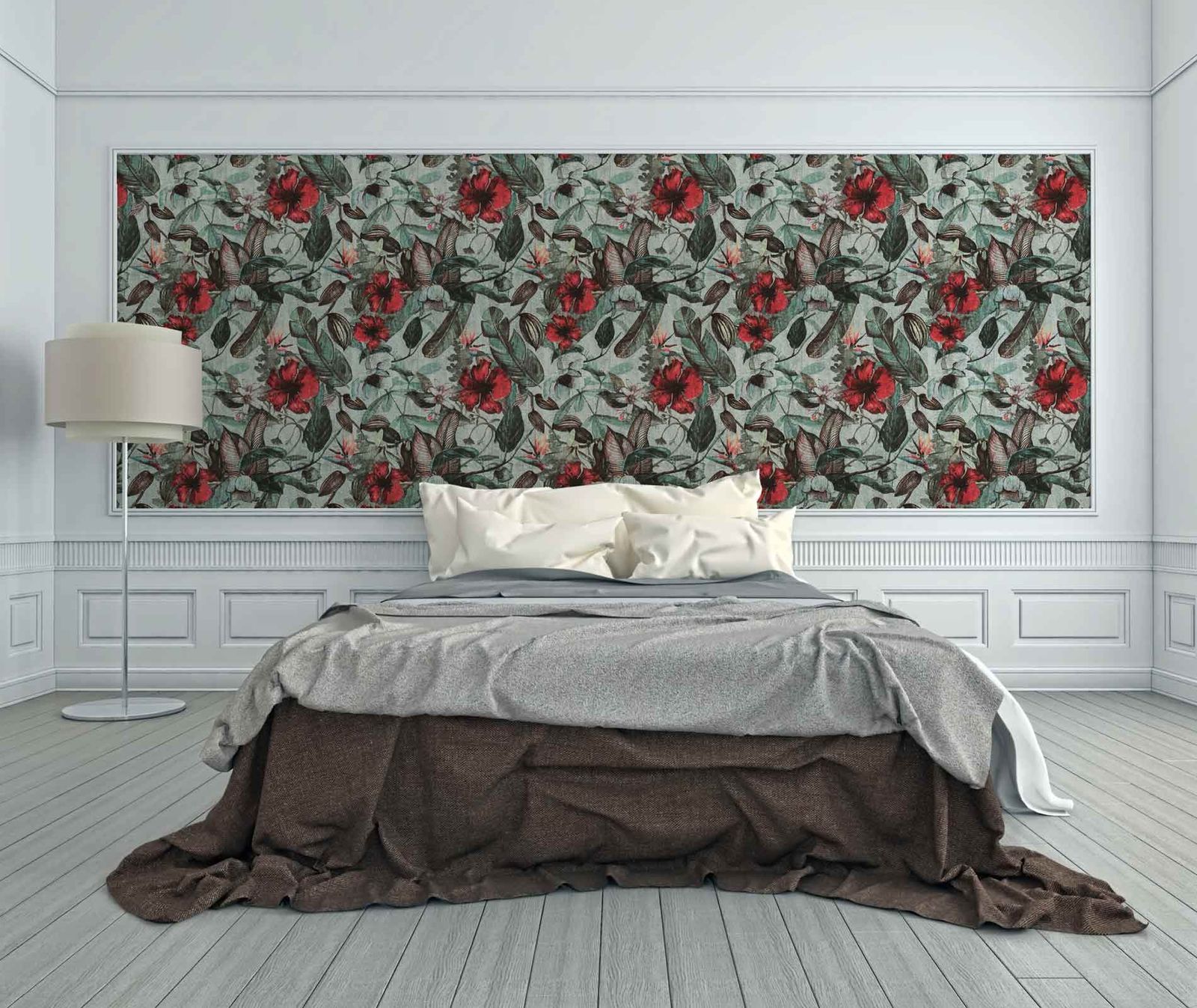 A.S. Creation Tapete Vlies Dschungel Blumen Grau Grün 37216-1