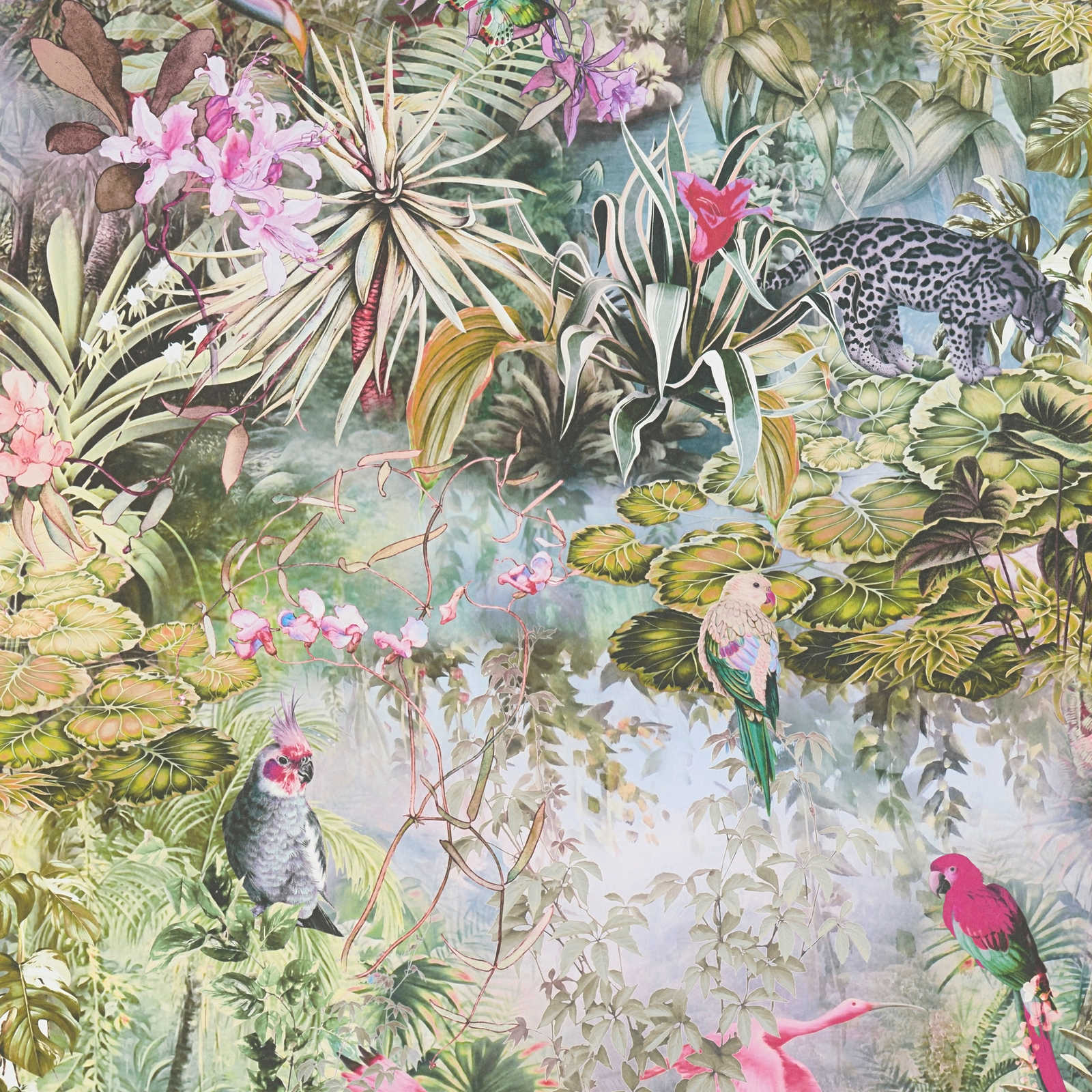 A.S. Creation Tapete Vlies Dschungel Pflanzen Grün Grau Bunt 38179-3
