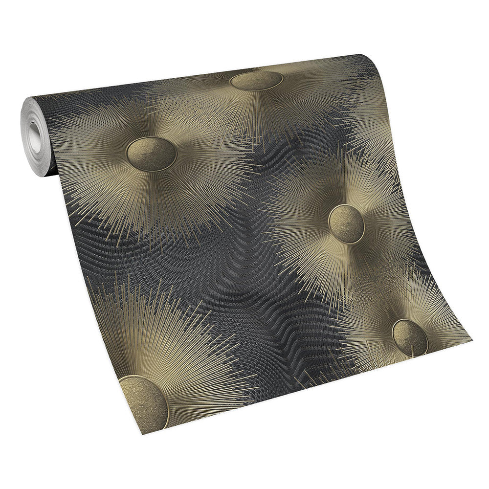  Tapete Vlies ELLE Grafik Sonne Schwarz Metallic 10191-15