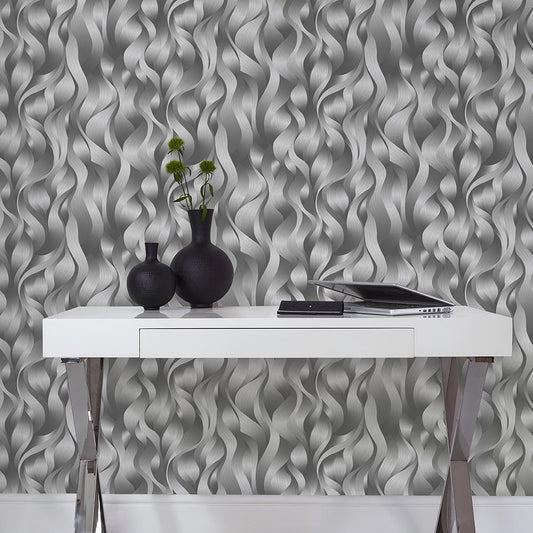  Tapete Vlies ELLE Wellen Grafik Anthrazit 10204-15