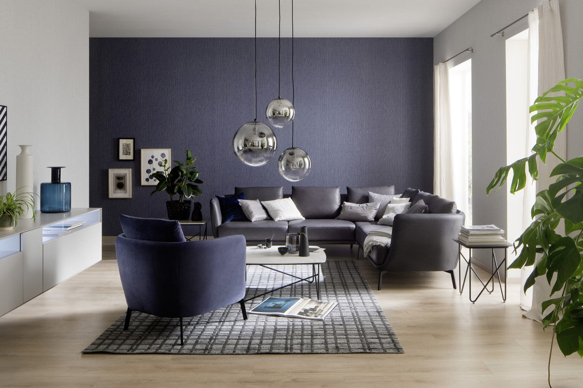  Tapete Vlies Einfarbig Struktur Blau-grau Glanz 32741