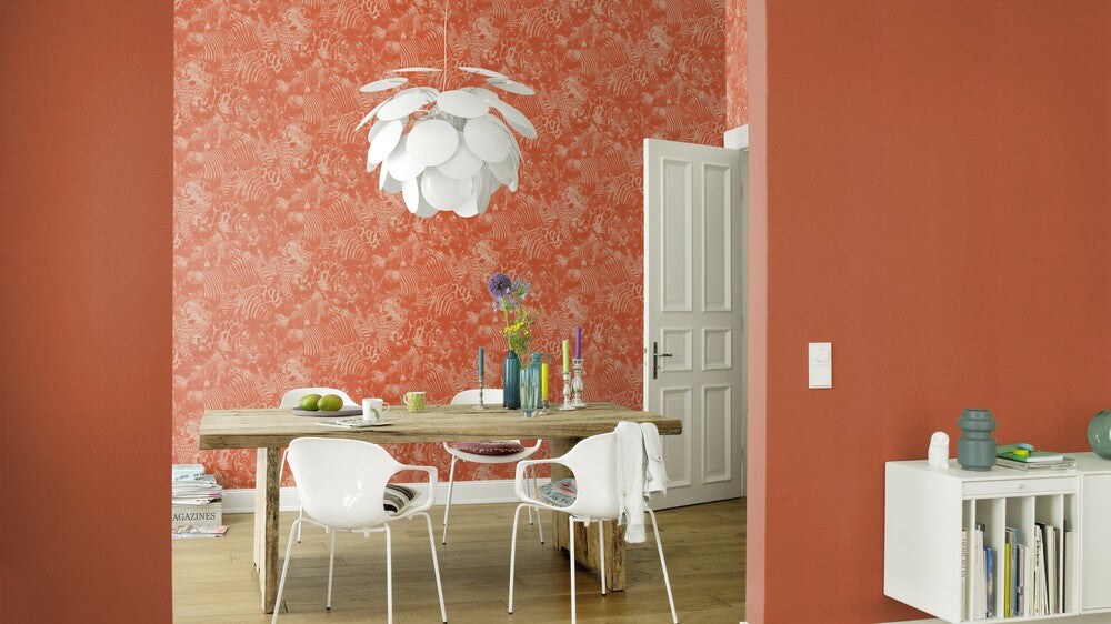 Tapete Vlies Einfarbig Textil Orange-rot Rasch 449051
