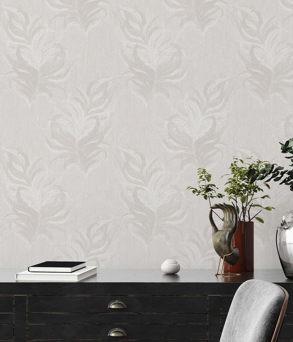  Tapete Vlies Federn Klassik Creme Weiß 38009-1